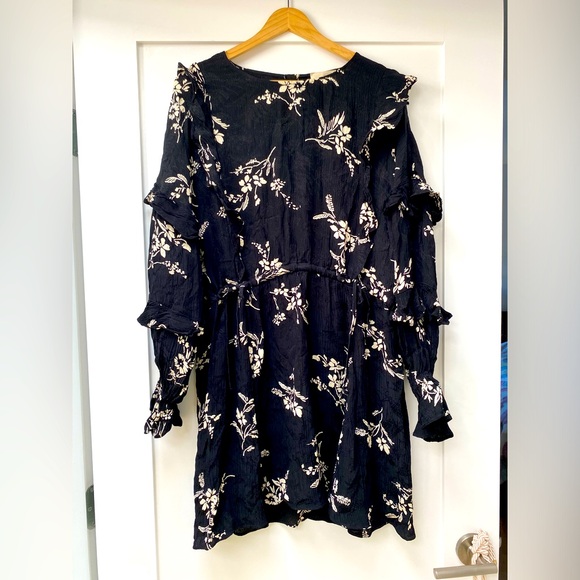 Sézane black Jacquard patterned long sleeve dress - Picture 1 of 7